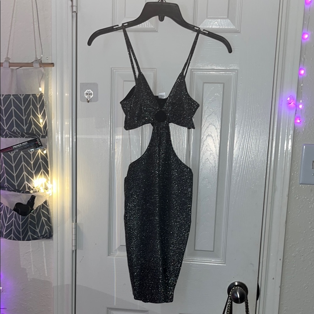 H&M cut out silver glitter romper